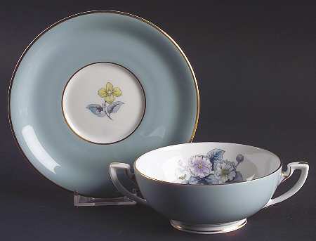 Woodland Footed Cream Soup Bowl & Saucer Set