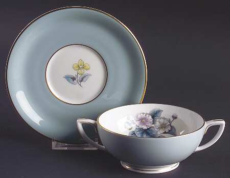 Woodland Footed Cream Soup Bowl & Saucer Set