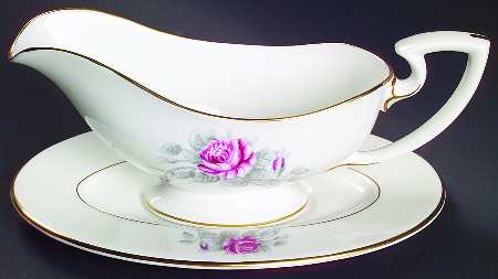 Worcester Rose (Dark Pink Rose) Gravy Boat & Underplate