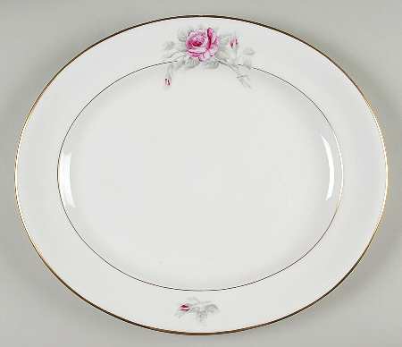 Worcester Rose (Dark Pink Rose) 13" Oval Serving Platter