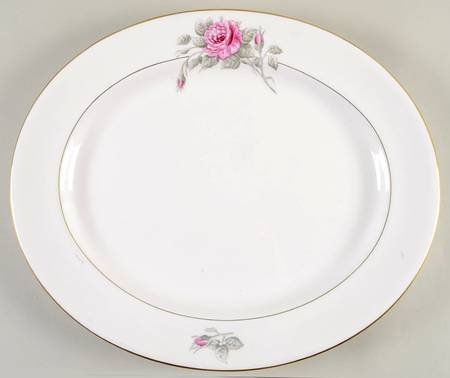 Worcester Rose (Dark Pink Rose) 15" Oval Serving Platter