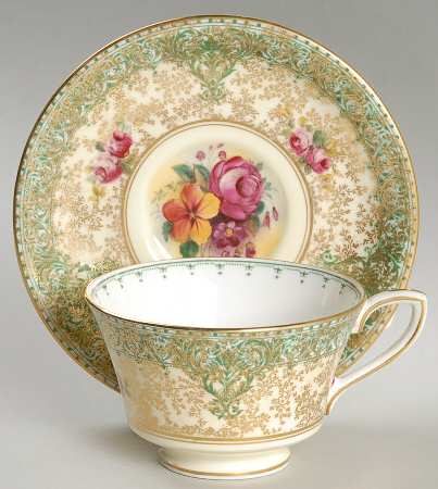 Z277 Green Footed Cup & Saucer Set