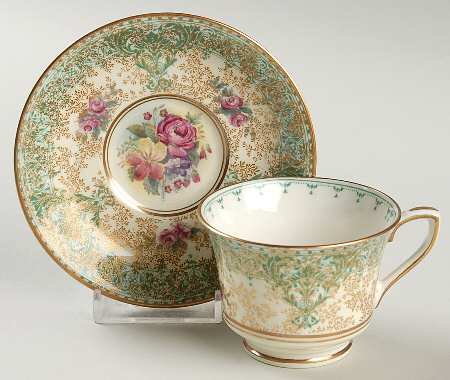Z277 Green Footed Demitasse Cup & Saucer Set