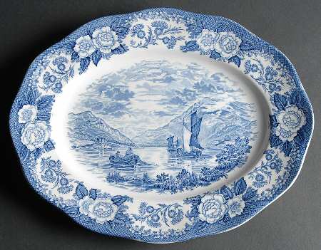 Lochs of Scotland Blue 13" Oval Serving Platter