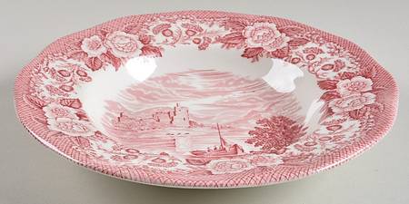 Lochs of Scotland Red Rim Soup Bowl