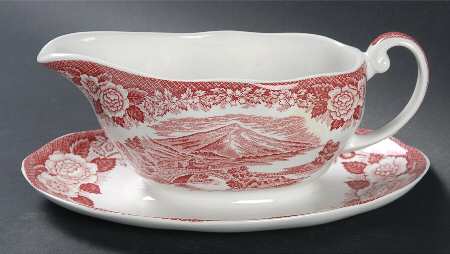 Lochs of Scotland Red Gravy Boat with Attached Underplate
