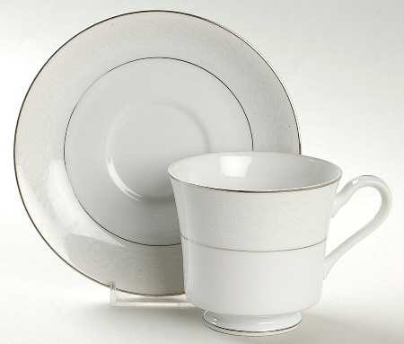 Platinum Lace Footed Cup & Saucer Set