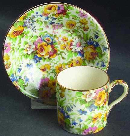 Bedale (Gold Trim) Flat Demitasse Cup & Saucer Set