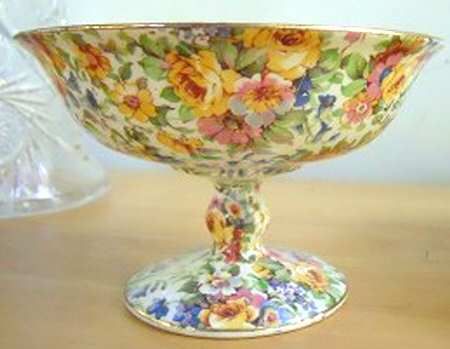 Bedale (Gold Trim) Round Compote (Height X Width)