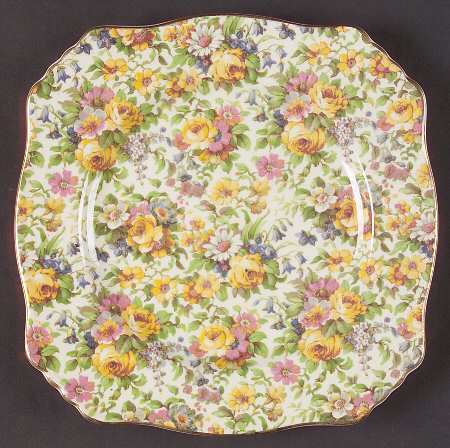 Bedale (Gold Trim) Square Salad Plate