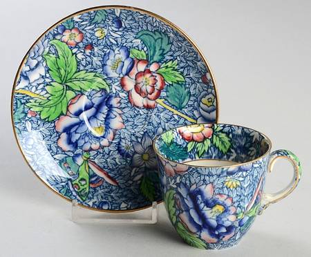 Chintz (Blue Anemone) Flat Demitasse Cup & Saucer Set