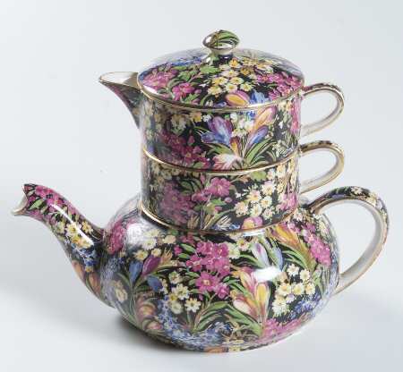 Crocus Black Mini Teapot Stacking Set (Creamer, Sugar)