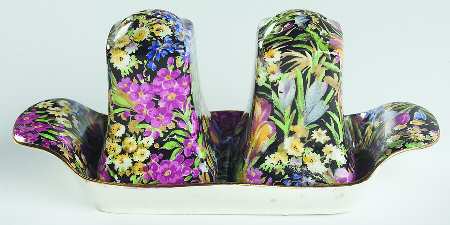 Crocus Black (3 Pc) Salt & Pepper Tray Set