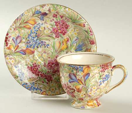 Crocus White Footed Demitasse Cup & Saucer Set