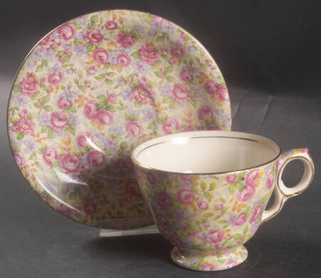 English Rose Footed Cup & Saucer Set