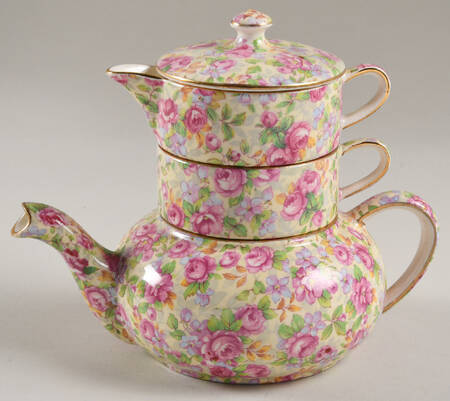 English Rose Mini Teapot Stacking Set (Creamer, Sugar)