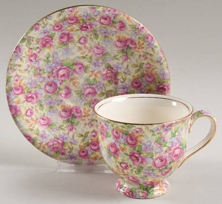 English Rose Footed Cup & Saucer Set