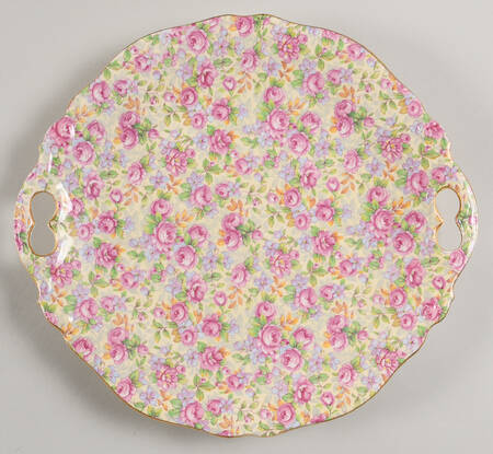 English Rose Handled Cake Plate