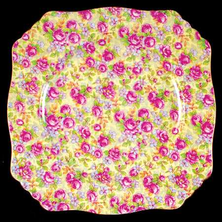 English Rose Square Luncheon Plate