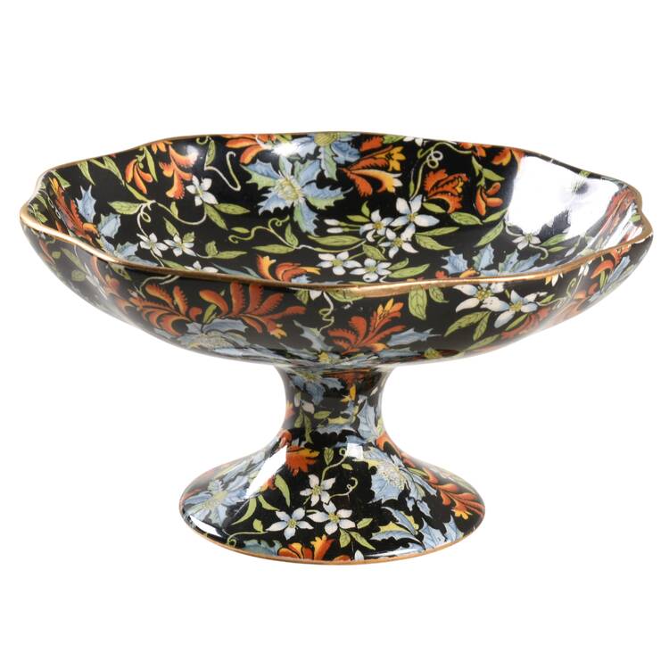 Fireglow (Black Background) Round Compote (Height X Width)