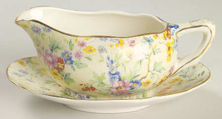 Floral Feast Mint Boat & Stand
