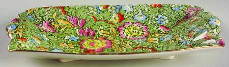 Floral Garden Green Ribbed Tray
