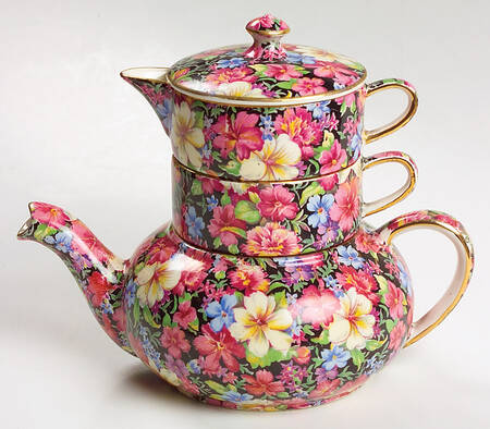 Florence (Disc. 1963) Mini Teapot Stacking Set (Creamer, Sugar)