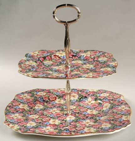 Florence (Earthenware, Circa 1995) 2 Tiered Serving Tray (Dinner & Salad Plate)