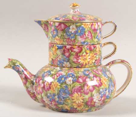 Joyce Lynn (Disc, 1950's) Mini Teapot Stacking Set (Creamer, Sugar)