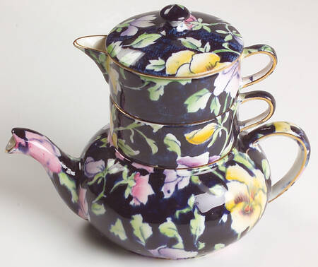 May Festival Cobalt Blue Mini Teapot Stacking Set (Creamer, Sugar)