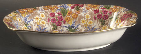 Marguerite (Gold Trim) 9" Oval Vegetable Bowl