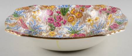 Marguerite (Gold Trim) Square Fruit/Dessert (Sauce) Bowl
