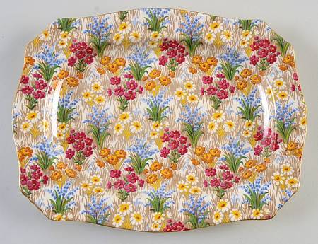 Marguerite (Gold Trim) 11" Rectangular Serving Platter