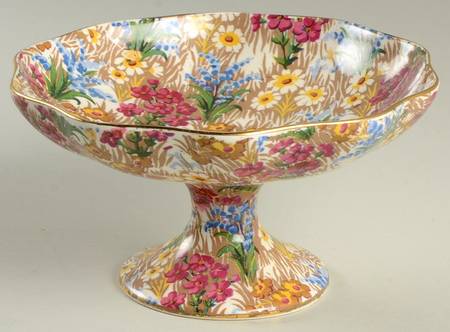 Marguerite (Gold Trim) Round Compote (Height X Width)
