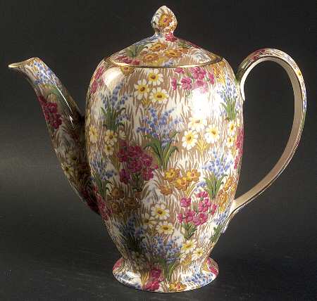Marguerite (Gold Trim) Albans Shape Coffee Pot & Lid