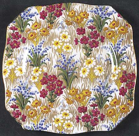 Marguerite (Gold Trim) Square Bread & Butter Plate