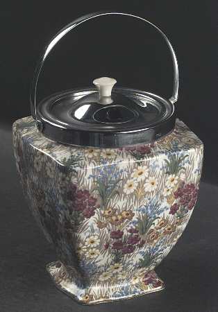 Marguerite (Gold Trim) Biscuit Barrel & Metal Lid