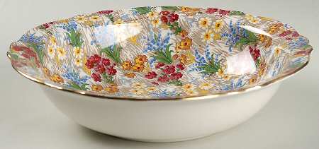 Marguerite (Gold Trim) 9" Round Vegetable Bowl