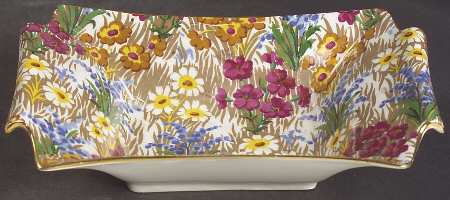 Marguerite (Gold Trim) Rectangular Sweet Meat Dish