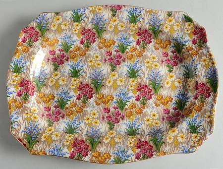 Marguerite (Gold Trim) 12" Rectangular Serving Platter