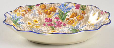 Marguerite (Blue Trim) 6" Oval Sweet Meat Dish