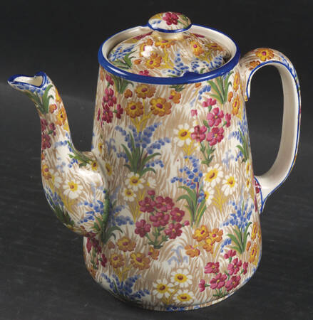 Marguerite (Blue Trim) Greek Shape Coffee Pot & Lid