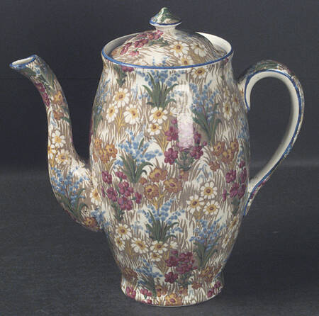 Marguerite (Blue Trim) Perth Shape Coffee Pot & Lid