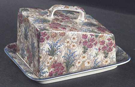 Marguerite (Blue Trim) Cheese Dish with Lid (Wedge)