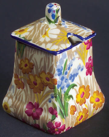 Marguerite (Blue Trim) Mustard Jar & Lid
