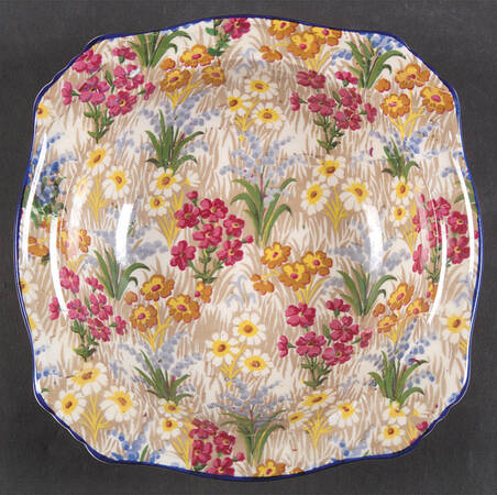 Marguerite (Blue Trim) Square Fruit/Dessert (Sauce) Bowl