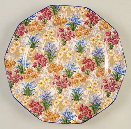 Marguerite (Blue Trim) Decagon (10 Sided) Luncheon Plate