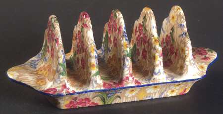 Marguerite (Blue Trim) 4 Slice Toast Server