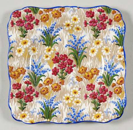 Marguerite (Blue Trim) Square Bread & Butter Plate