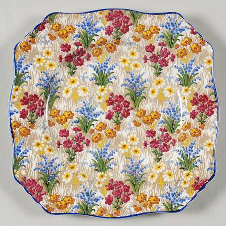 Marguerite (Blue Trim) Square Salad Plate